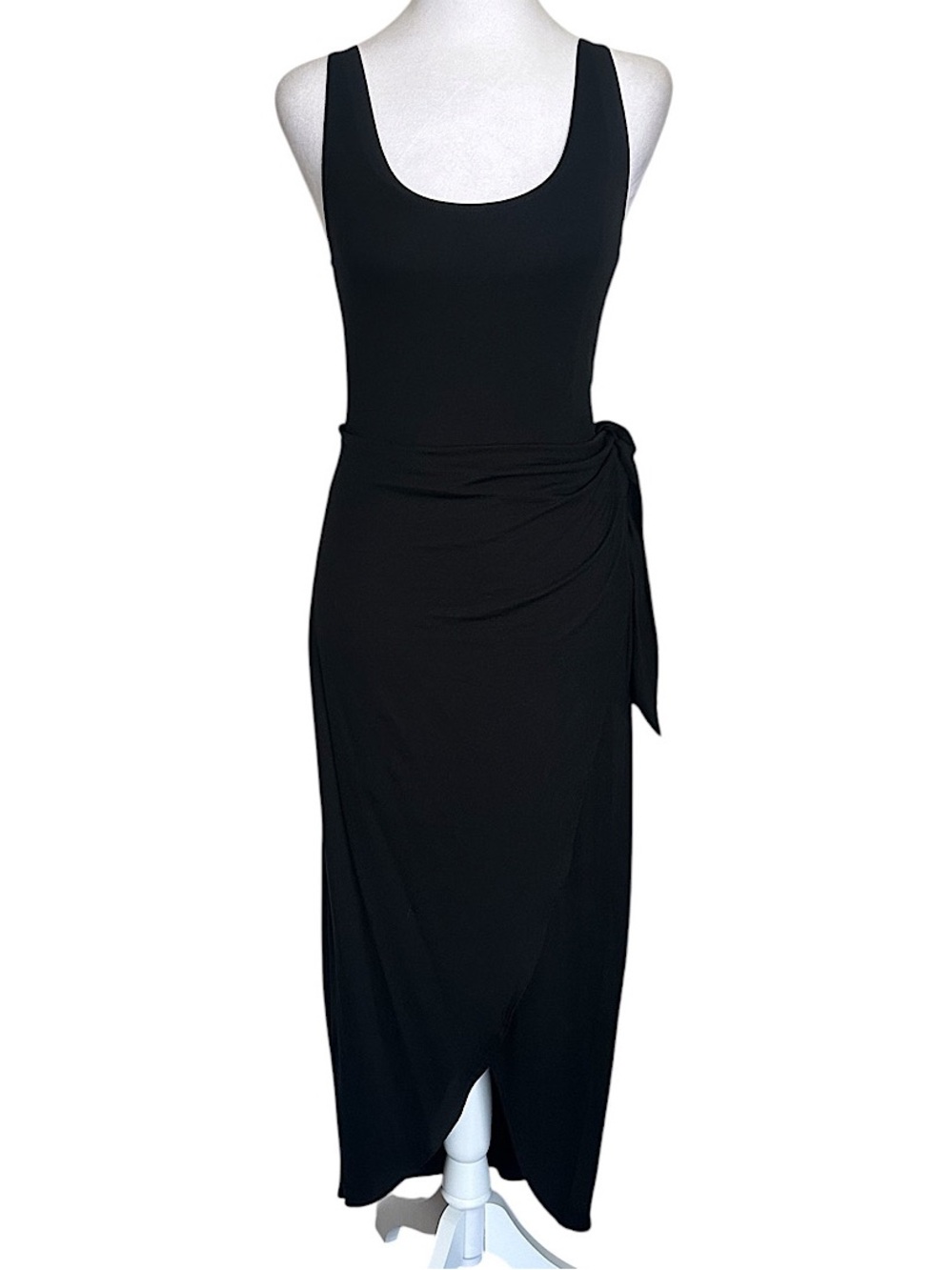 Reformation Kaila Black Wrap Knit Dress Women's Small Sleeveless Stretch